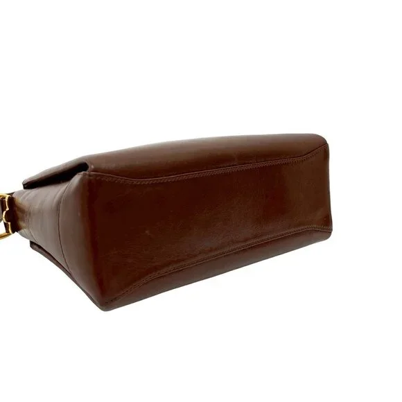 GUCCI Brown Leather Bamboo Shoulder Bag - Picture 7 of 10